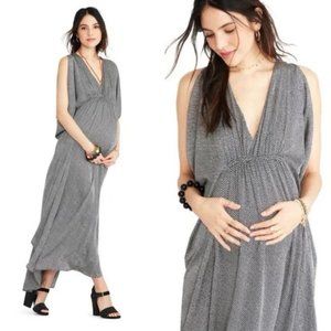 Hatch Collection Neema Caftan Maternity Maxi Dress in Black & White Pattern O/S